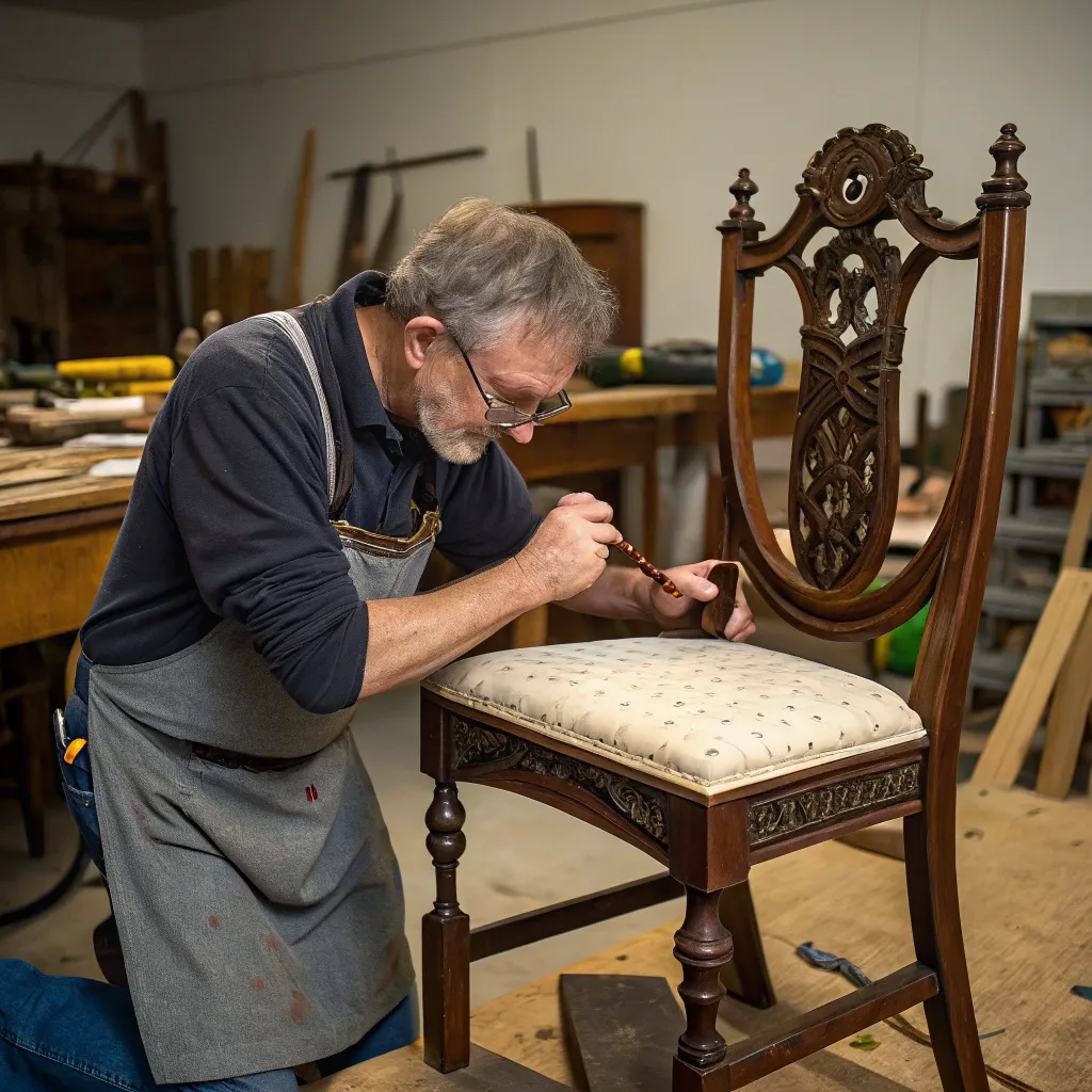 John working on a vintage chair